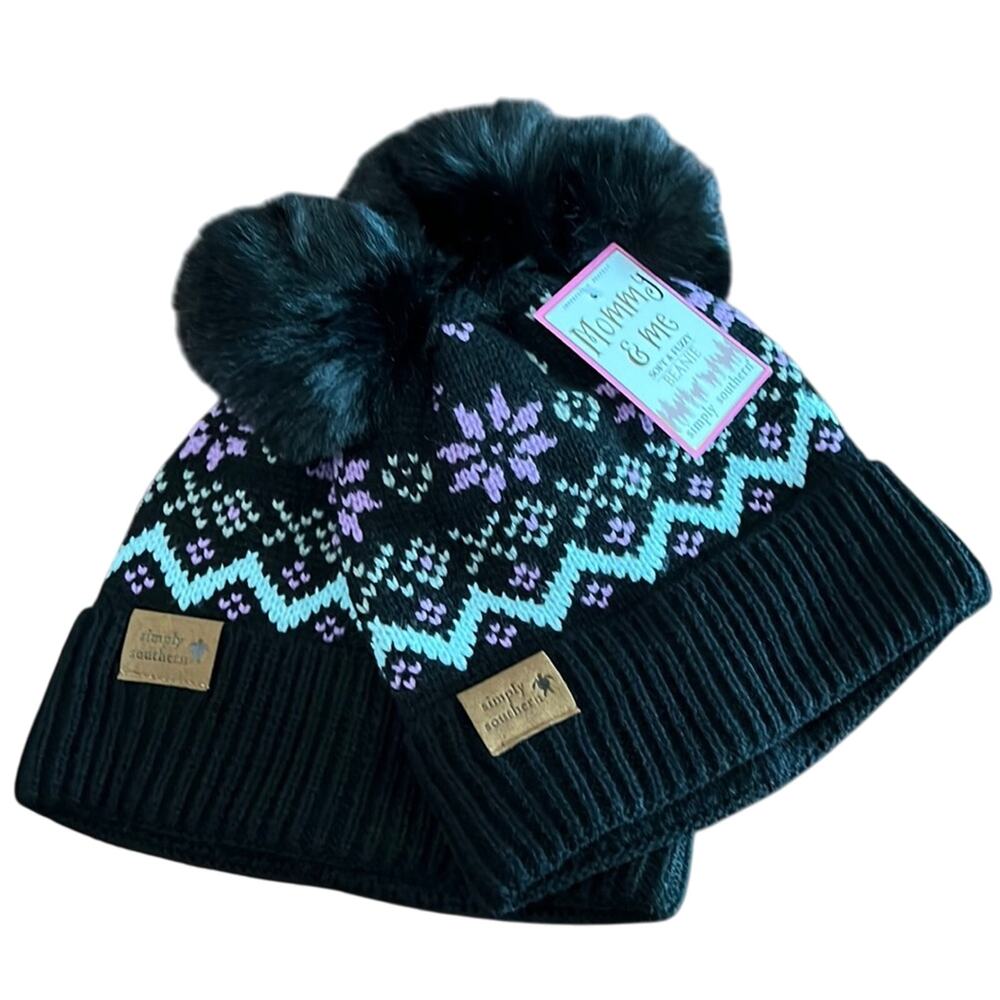Simply Southern Mommy & Me Soft and Fuzzy Beanie Set
